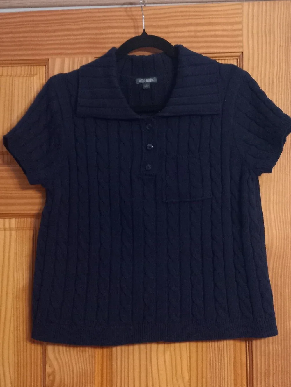 So darn Cute!, wild fable Navy Cable-Knit Short-Sleeve Polo Sweater